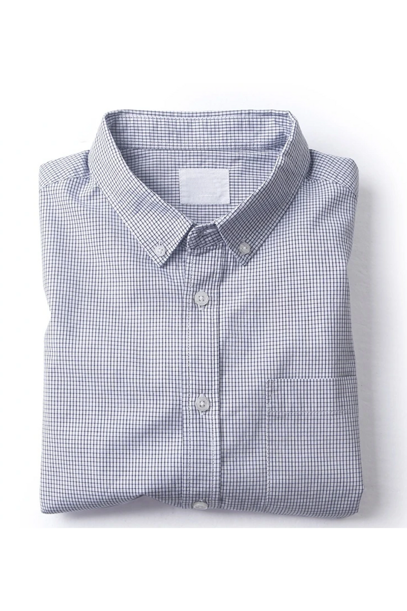 Spring Summer Cotton Short-sleeved Shirt Men's Business Casual Plaid