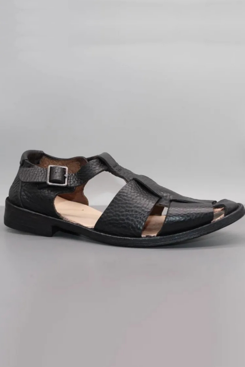 Genuine Leather Sandal Men Summer Breathable Buckle Gladiator Shoes Casual Beach Flat Sandals