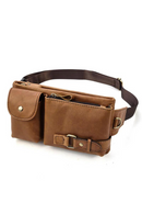 Genuine Leather Man Waist Pack Shoulder Belt Bag Sporty Small Crossbody Bag Male Travel Chest Bags