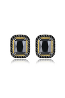 Natural Black Spinel Sterling Plated Stud Earring 5.8 Carats Genuine Gemstone Classic