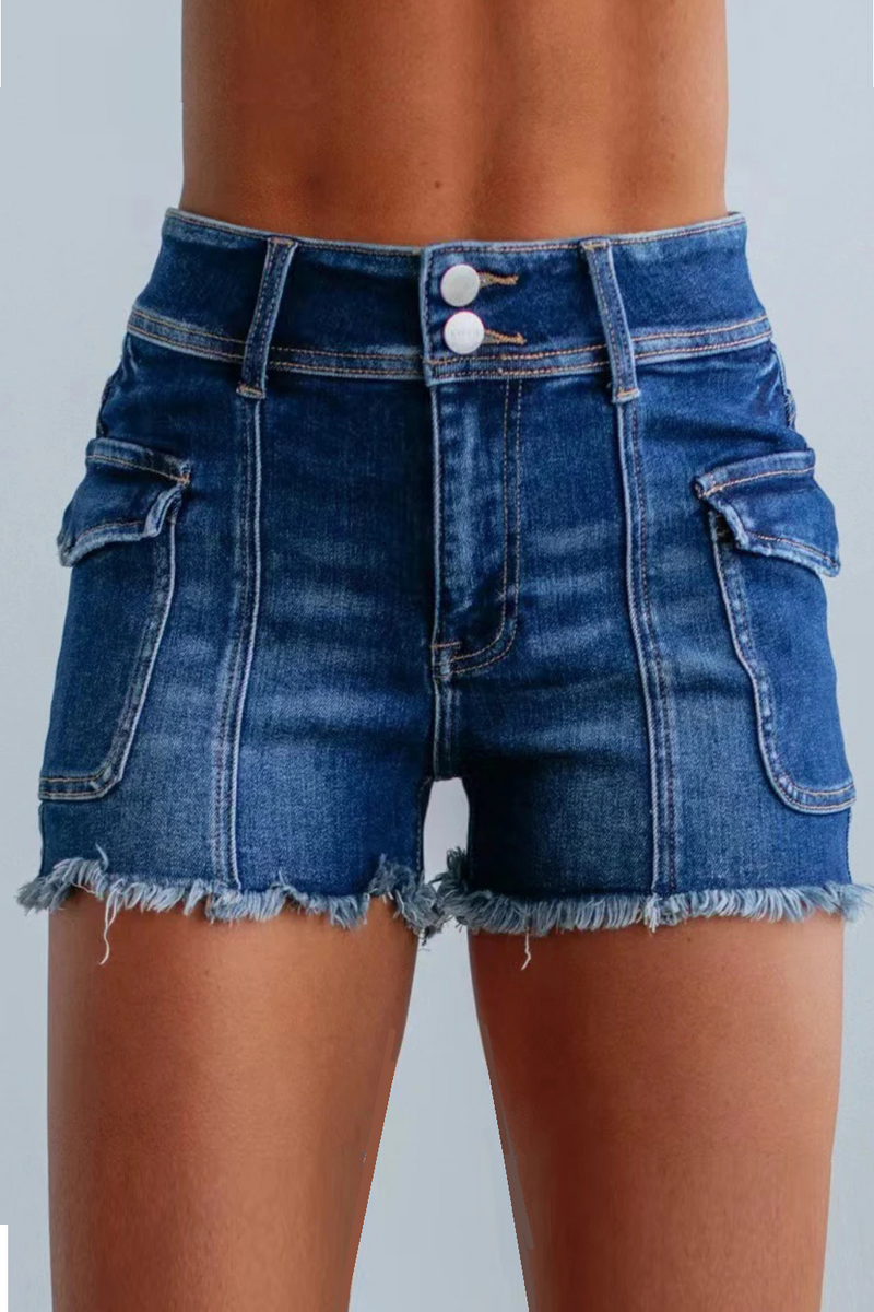 Women's Denim Pant Slim Fit High Waist Straight Trousers Elegant Jeans Shorts Summer