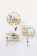Iron And Wooden Storage Basket With Hook Nordic Key Holder Wall Hanging Hanger Home Decoration
