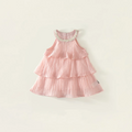 Girls Summer Pink Ruffled Camisole Dress for Baby Girls Princess Dress