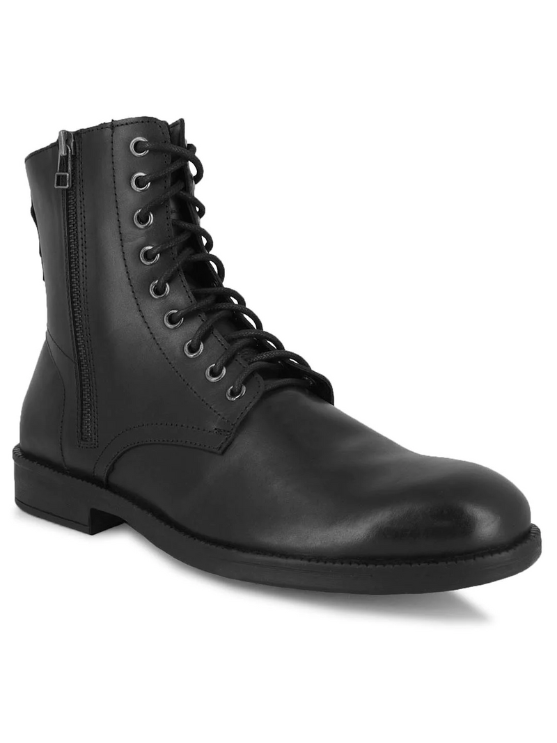 BLACK LEATHER ZIP BOOTS