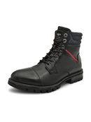 BLACK CAP TOE LACE UP BOOTS