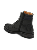 BLACK CAP TOE LACE UP BOOTS
