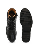 BLACK CAP TOE LACE UP BOOTS