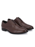 Handcrafted glossy brown formal with double stitched welts for men