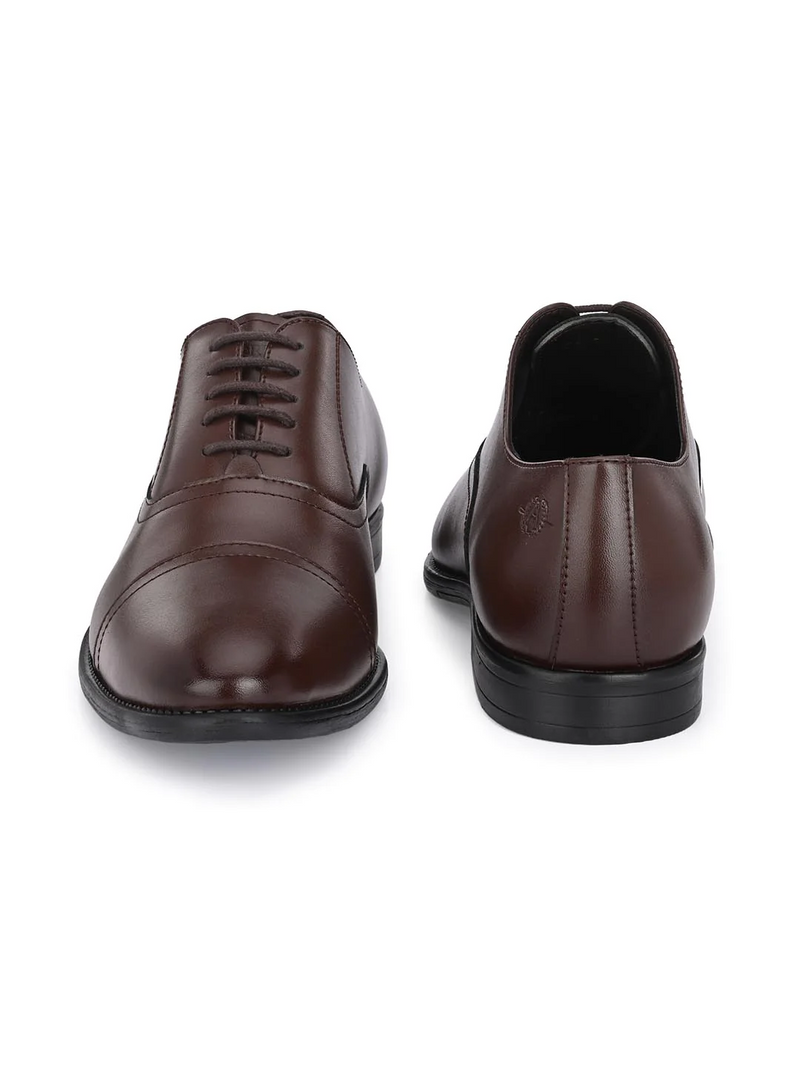 Handcrafted glossy brown formal with double stitched welts for men