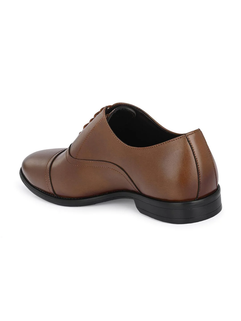 Handcrafted glossy brown formal with double stitched welts for men