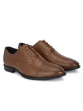 Handcrafted glossy brown formal with double stitched welts for men