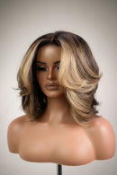 5x5 Lace Gold Blonde Highlight Bob Wig Human Hair Bone Straight 1B Black Glueless Wig  Wear and Go Pre Plucked
