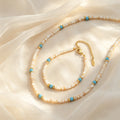 Natural Stone Beads Chain Necklace Bracelet for Women Stainless Steel Handmade Collar Necklace Stylish Jewelry Set