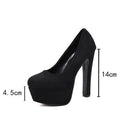 Women Heels with Platform Black Pumps High Heel Slip On Round Toe Dress Shoes for Women Party