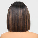 Straight Bob Human Hair Wig With Bangs Middle Part 4x2 Lace