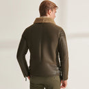 Men Shearling Jacket Aviator Jacket Green Leather Jacket