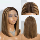 Highlight Brown Straight Bob Wig Human Hair Short Straight Bob Natural Look