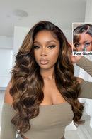 7x5 Pre Cut Lace Brown Body Wave Glueless Wig Pre Plucked Bleached Knots Natural Hairline Human Hair Wigs