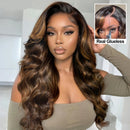 7x5 Pre Cut Lace Brown Body Wave Glueless Wig Pre Plucked Bleached Knots Natural Hairline Human Hair Wigs