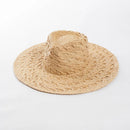 Beige straw hat on a light gray background
