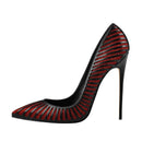 Women Pointed Toe High Heels Slip on Stiletto Pumps Dress Classic Stripes