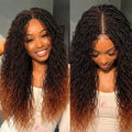 22" African Braided Wig Micro Kinky Two-Strand Twists wig Ombre Micro Senegalese Braids Wig Synthetic Wig for Black Women