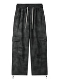 Spring Men Camo Sweatpants Straight Dirty Cargo Pants Streetwear Semi-Wide Loose Sweat Trousers