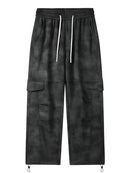 Spring Men Camo Sweatpants Straight Dirty Cargo Pants Streetwear Semi-Wide Loose Sweat Trousers