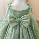 Charming Scoop Bowed Lace Up Satin Flower Girl Dress With Trailing Sleeveless Wedding Birthday