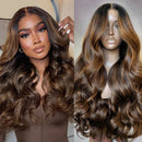 7x5 Pre Cut Lace Brown Body Wave Glueless Wig Pre Plucked Bleached Knots Natural Hairline Human Hair Wigs
