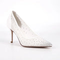 Women Pointed Toe Mesh Pumps High Heeled Slip On Party Wedding Bride Pumps