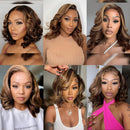 Collage of a woman with styled hair in various poses and outfits, Obroi