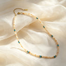 Natural Stone Beads Chain Necklace Bracelet for Women Stainless Steel Handmade Collar Necklace Stylish Jewelry Set