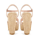 Women Open Toe Platform Cane Buckle Strap Heeled Summer Sandals
