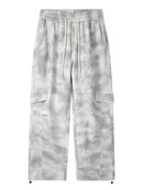 Spring Men Camo Sweatpants Straight Dirty Cargo Pants Streetwear Semi-Wide Loose Sweat Trousers