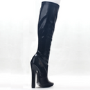 Black knee-high boot with a high heel on a white background, Obroi