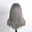 Salt and Pepper Gray human hair Straight 13x4 HD Lace Front Human Hair Wigs Pre Plucked Colored Lace Frontal Wig