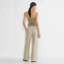 Linen Women's Chic Straight Pants Summer Flowing Casual Loose Wide-Leg Pants Woman Trousers