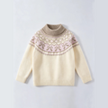 Girls Fair Jacquard Sweater for Autumn & Winter Pink Bow Knit Top for Older Kids