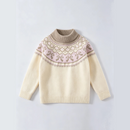 Girls Fair Jacquard Sweater for Autumn & Winter Pink Bow Knit Top for Older Kids