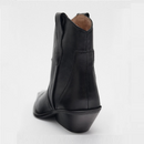 Black leather boot on a white background, Obroi