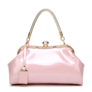 Pink handbag with gold accents on a white background, Obroi