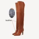 Autumn and Winter genuine Leather knee Highpoint Oversized sleeve Women's Long boots