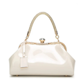 White handbag with gold accents on a white background, Obroi
