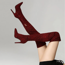 Women's Boots Pointed Toe Slimming Warm High-heeled Women's Over-the-knee Boots