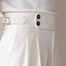 Spring Pants For Mens Breathable Waffle Trousers Stylish Men Lace-up High Waist Pants