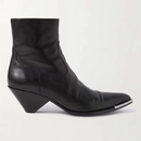 Black leather ankle boot on a white background, Obroi
