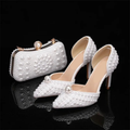 Full Pearl High Heel Sandals Women's Fine Heels Wedding Dress Bridal Party Summer Women Shoes