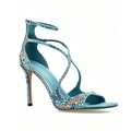 Women's Shiny Rhinestone Slim Heel Sandals – Glamorous Party & Wedding Shoes