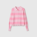 Women's Striped Lapel Collar Knit Cardigan Single Breasted Bubble Causal Autumn Outerwear